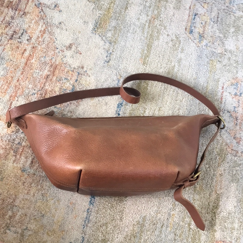Leather Crossbody Belt Bag in Brown